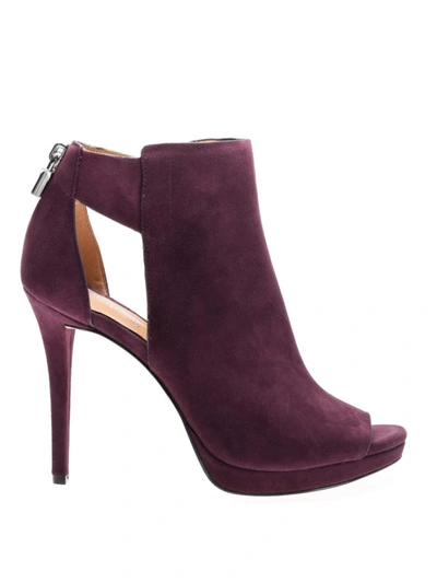 Shop Michael Kors Mira Open-toe Suede Sandals In Purple