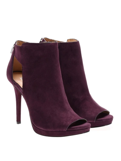 Shop Michael Kors Mira Open-toe Suede Sandals In Purple