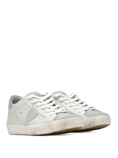 Shop Philippe Model White Leather Paris Stud Sneakers