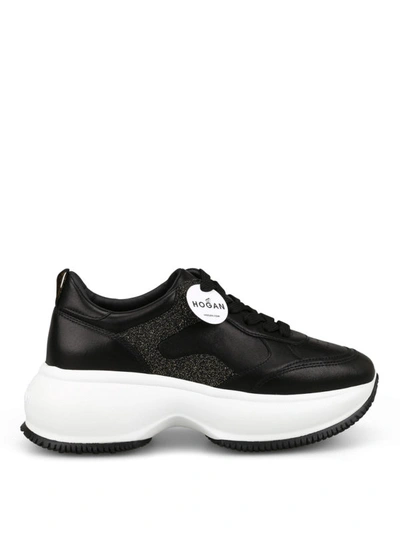 Shop Hogan Maxi I Active Black Glitter Sneakers