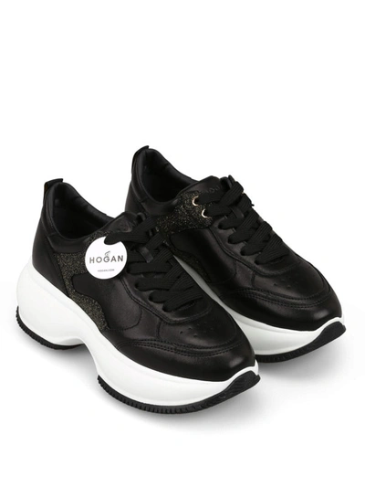 Shop Hogan Maxi I Active Black Glitter Sneakers