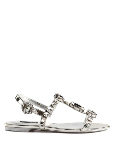 Shop Dolce & Gabbana Bianca Jewelled Sandals In Silver