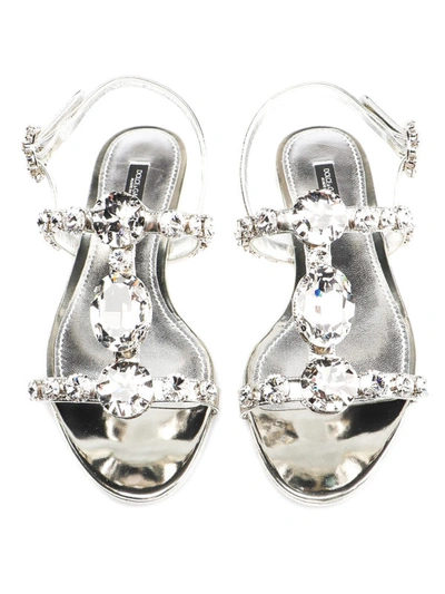 Shop Dolce & Gabbana Bianca Jewelled Sandals In Silver