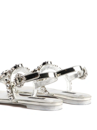 Shop Dolce & Gabbana Bianca Jewelled Sandals In Silver