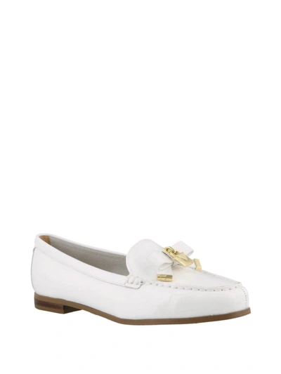 Shop Michael Kors Bow And Padlock Detailed White Loafers