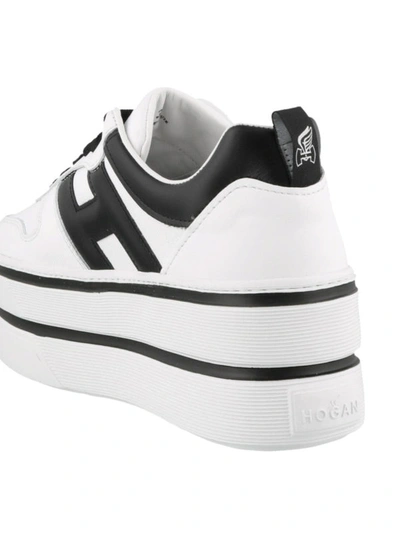 Shop Hogan H449 White And Black Sneakers