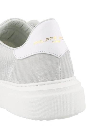 Shop Philippe Model Shimmering Silver Temple Sneakers