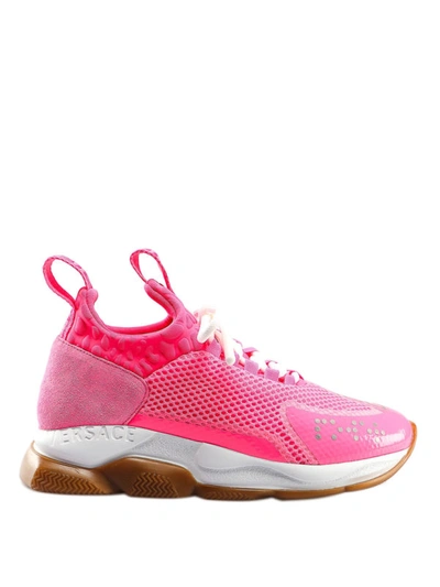 Shop Versace Cross Chainer Lace-up Sneakers In Pink