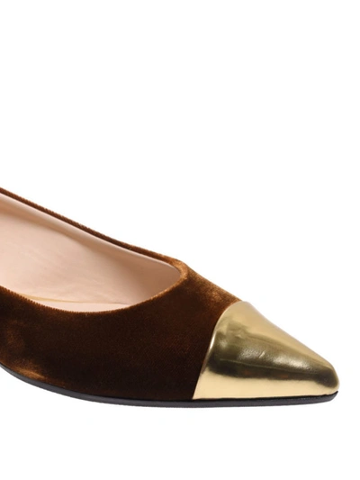 Shop Anna Baiguera Velvet Malika Flex Flats In Dark Beige