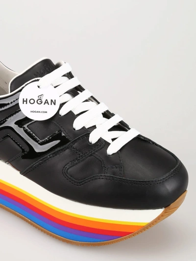 Shop Hogan Rainbow Platform Black Sneakers