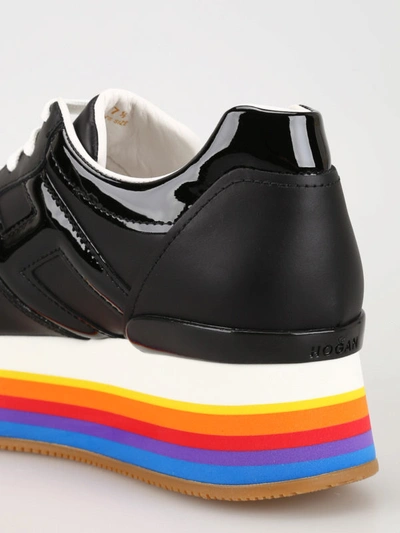 Shop Hogan Rainbow Platform Black Sneakers
