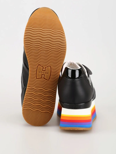 Shop Hogan Rainbow Platform Black Sneakers