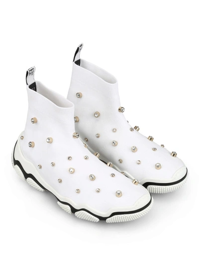 Shop Red Valentino Glam Run High Top Slip-on Sneakers In White