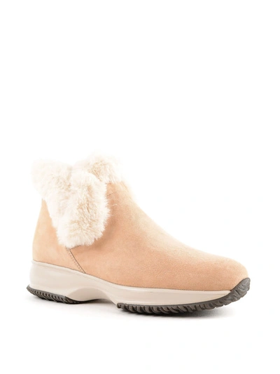 Shop Hogan Beige Suede Wintery Interactive Booties