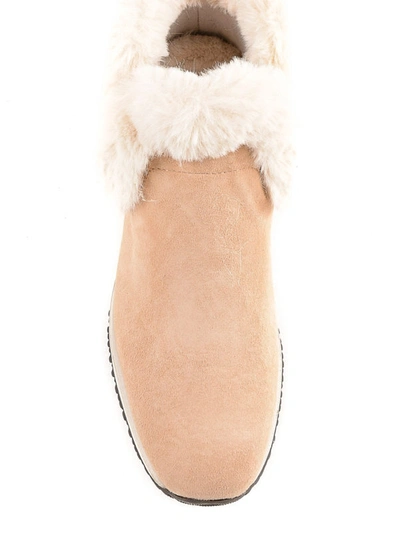 Shop Hogan Beige Suede Wintery Interactive Booties