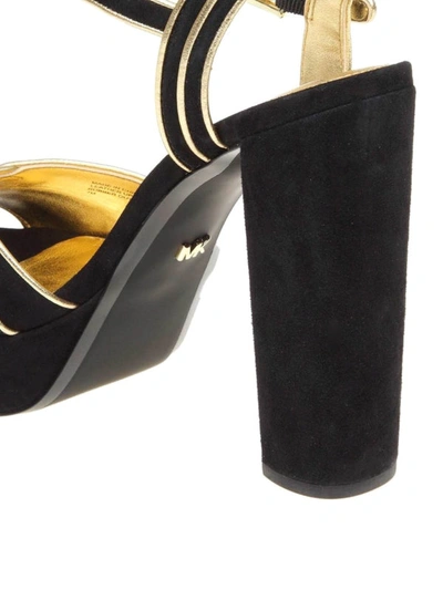 Shop Michael Kors Harper Suede Sandals In Black