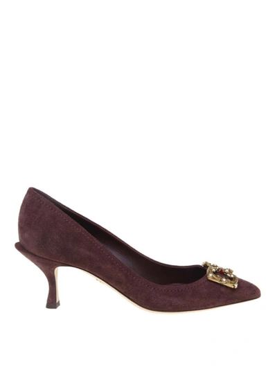 Shop Dolce & Gabbana Lory Dg Amore Pumps In Burgundy