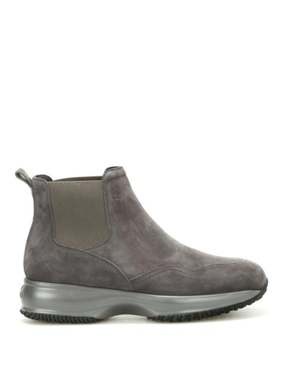 Shop Hogan Interactive Chelsea Suede Boots In Dark Grey