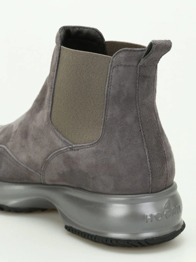 Shop Hogan Interactive Chelsea Suede Boots In Dark Grey