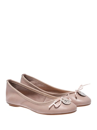 Shop Anna Baiguera Annette Flex Nude Leather Flats In Nude And Neutrals