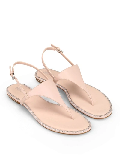 Shop Michael Kors Enid Pink Embellished Thong Sandals