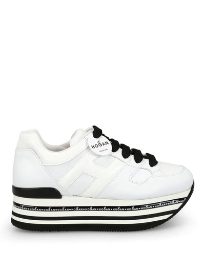 Shop Hogan H413 Oversized White Leather Sneakers