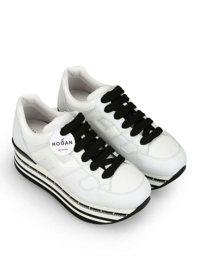 Shop Hogan H413 Oversized White Leather Sneakers