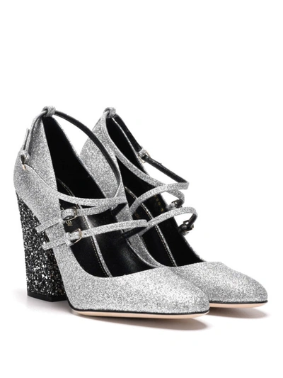 Shop Sergio Rossi Betty Glittered Mary Jane Shoes In Silver