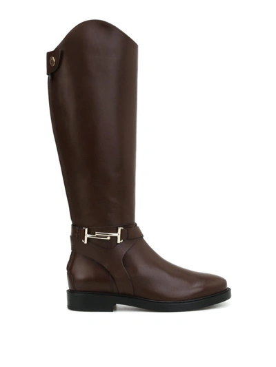 Shop Tod's Double T Brown Leather Boots