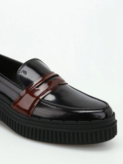 Shop Tod's Pointy Loafers With Brown Penny Bar In Black