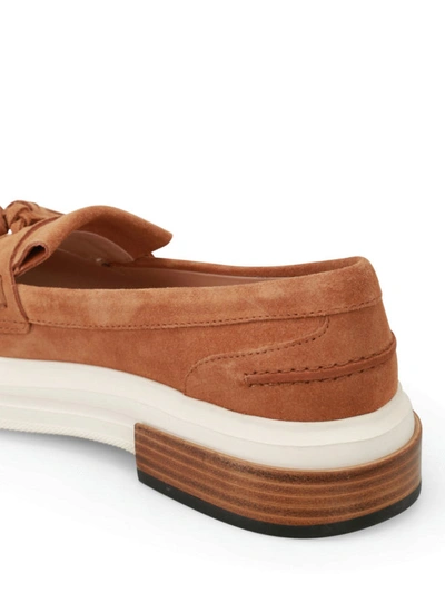 Shop Tod's Suede Sporty Loafers With Tassels In Light Brown