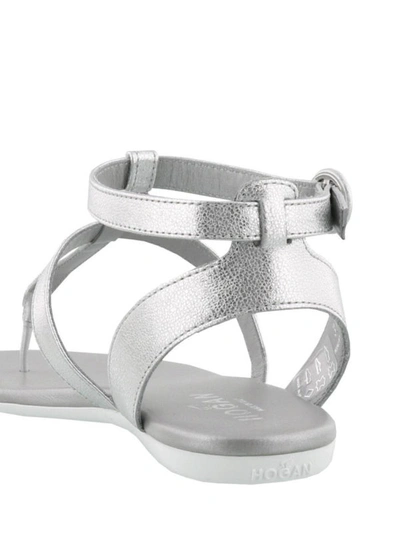 Shop Hogan Valencia Silver Strappy Sandals