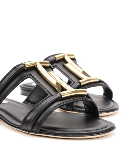 Shop Tod's Double T Black Flat Sandals