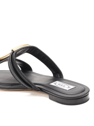 Shop Tod's Double T Black Flat Sandals