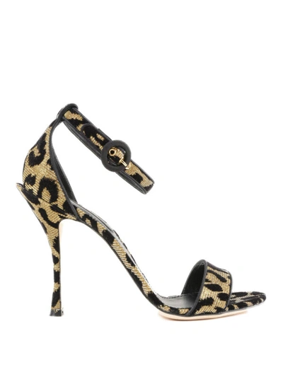 Shop Dolce & Gabbana Leo Pattern Glitter Cotton Sandals In Animal Print