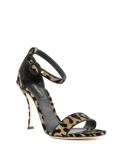 Shop Dolce & Gabbana Leo Pattern Glitter Cotton Sandals In Animal Print