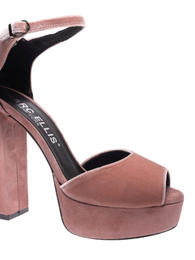 Shop Marc Ellis Pink Velvet And Suede Platform Sandals