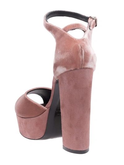 Shop Marc Ellis Pink Velvet And Suede Platform Sandals