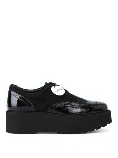 Shop Hogan H355 Maxi Sole Black Derby Shoes