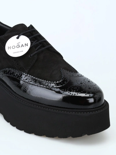 Shop Hogan H355 Maxi Sole Black Derby Shoes