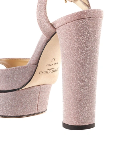 Shop Jimmy Choo Peachy Light Pink Glitter Platform Sandals
