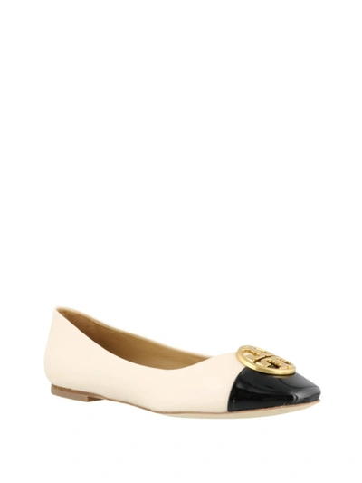 Shop Tory Burch Leather Chelsea Cap-toe Flat Shoes In White