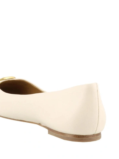 Shop Tory Burch Leather Chelsea Cap-toe Flat Shoes In White