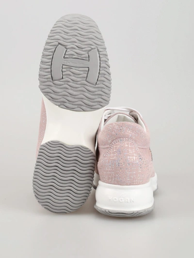 Shop Hogan Interactive Crystal H Shiny Suede Sneakers In Pink