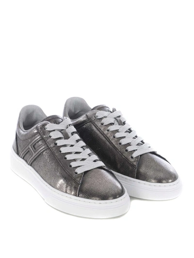 Shop Hogan Gunmetal H365 Sneakers In Dark Grey
