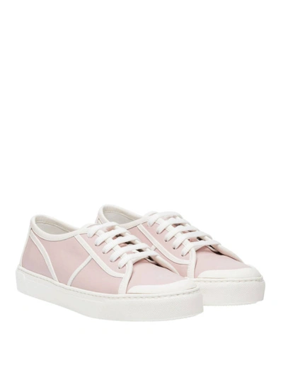 Shop Bottega Veneta Light Pink Leather Sneakers