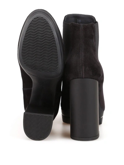 Shop Hogan H391 Black Suede Ankle Boots