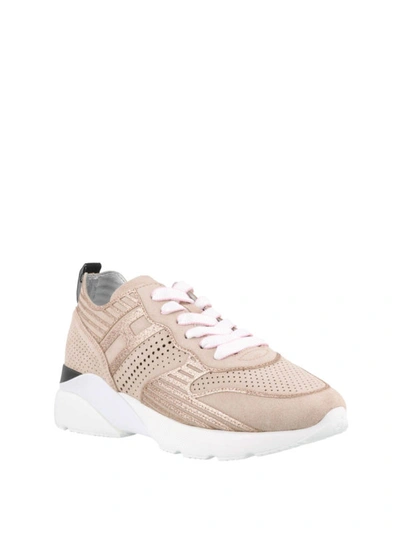 Shop Hogan Active One Suede And Glitter Pink Sneakers In Light Pink
