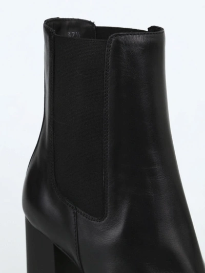Shop Hogan H391 Leather Platform Ankle Boots In Black