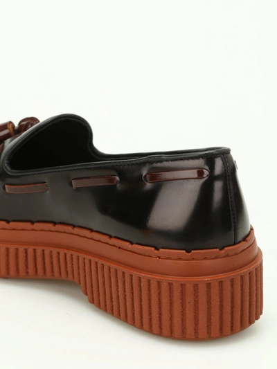 Shop Tod's Two-tone Leather Tassel Loafers In Black